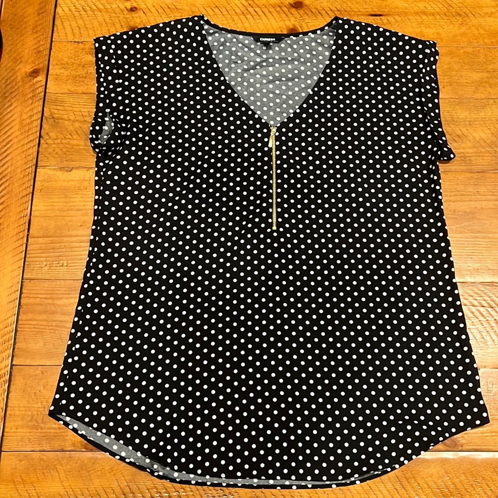 Express zip up polka dot top